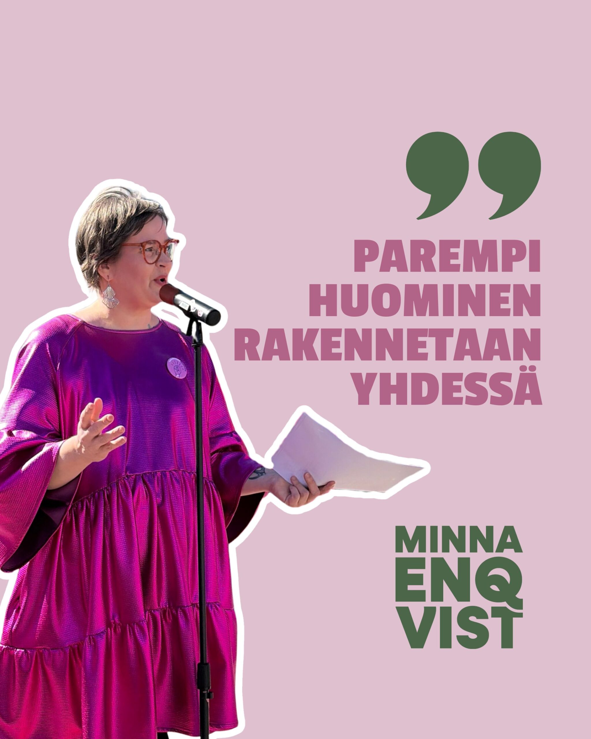 Minna Enqvist pitämässä Vappupuhetta
